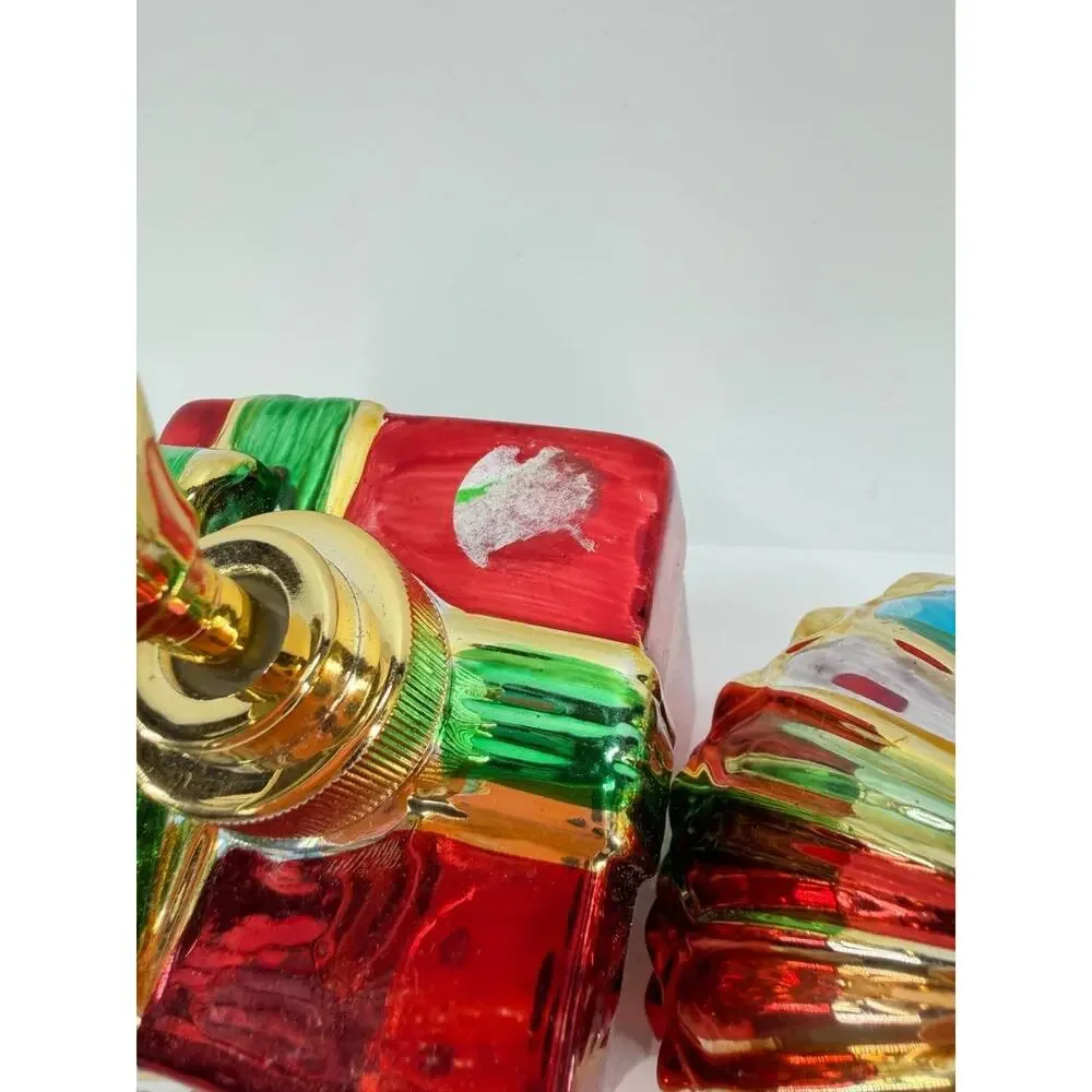 Vintage 1998 Allure Christmas Glass Soap Dispenser Set Ornaments Gift Box